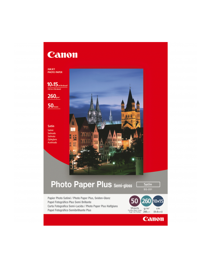 Papier Canon SG201 Photo Paper Plus Semi-glossy | 260g | 10x15cm | 50ark główny