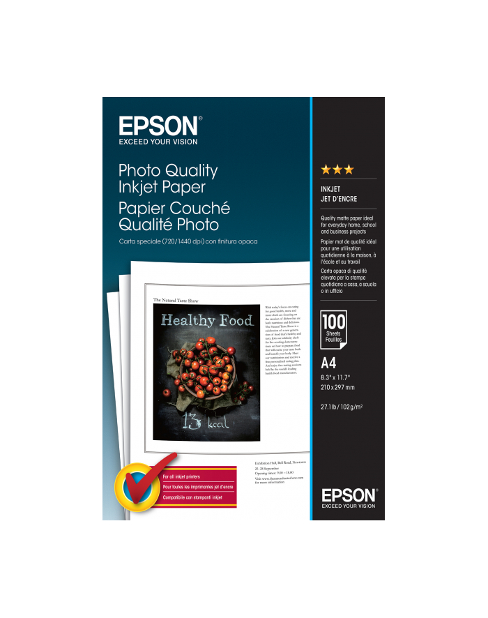 Papier Epson Photo Quality Ink Jet | 102g | A4 | 100ark główny