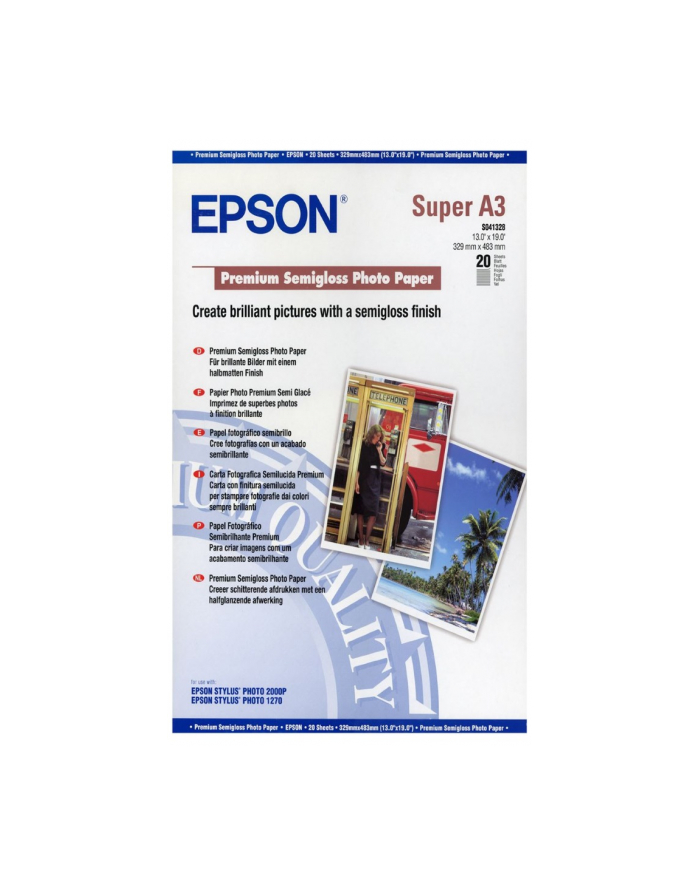 Papier Epson Premium Semigloss Photo | 251g | A3 Plus | 20ark główny