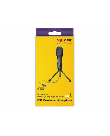 DeLOCK USB condenser microphone with table stand (black)