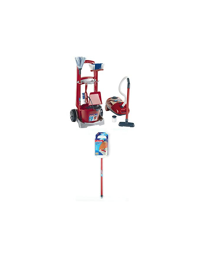 Theo Klein Vileda broom wagon & Vileda vacuum cleaner, children's home appliance (red / gray) główny