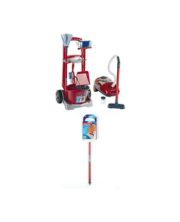 Theo Klein Vileda broom wagon & Vileda vacuum cleaner, children's home appliance (red / gray)