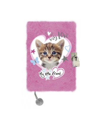 majewski Pamiętnik z kłódką włochacz A5 96k My Little Friend Kot różowy