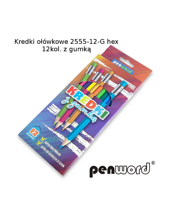 polsirhurt Kredki z gumką 12kol PENWORD 2555-12-G główny