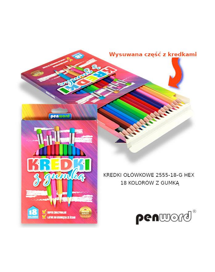 polsirhurt Kredki z gumką 18kol PENWORD 2555-18-G główny