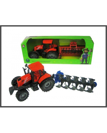 Traktor z maszyną 43cm 2 rodzaje pług, rozdrabniacz w pud. HIPO