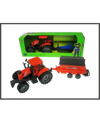 Traktor z maszyną 43cm 2rodzaje siewnik, rozdrabniacz w pud.  HIPO
