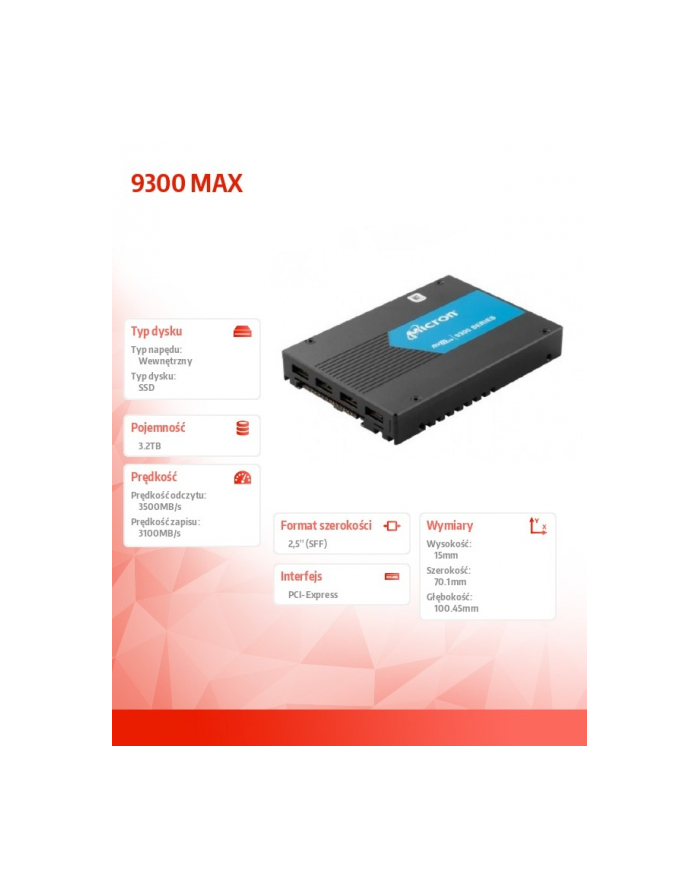 micron Dysk SSD 9300 MAX 3.2TB NVMe U.2 główny