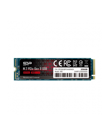 Silicon Power Dysk SSD P34A80 256GB, M.2 PCIe Gen3 x4 NVMe, 3200/3000 MB/s