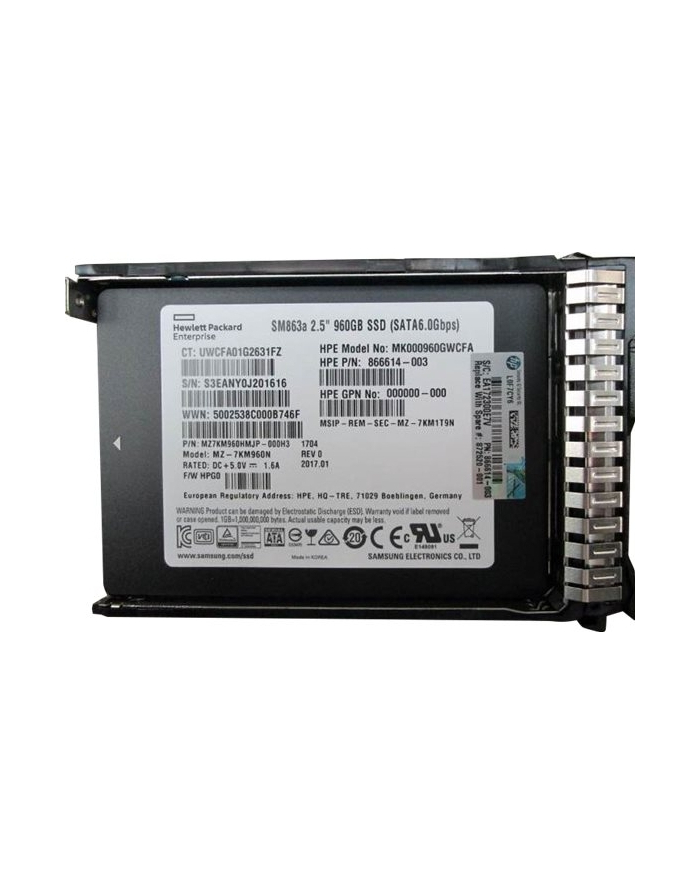 Hewlett Packard Enterprise SSD 960GB 6G SFF SATA MU-3 SC główny