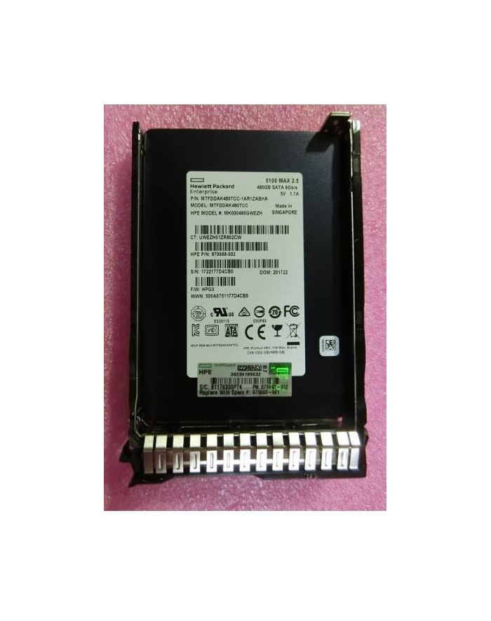 Hewlett Packard Enterprise 480GB SATA 6G SFF SC DS SSD główny