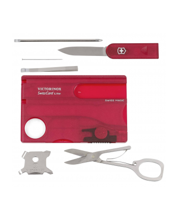 victorinox *Scyzoryk SwissCard Lite z diodš , transparentny czerwony        0.7300.T