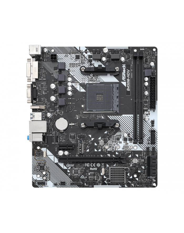 asrock Płyta główna B450M-HDV R4.0 AM4 2DDR4 VGA/DVI/HDMI/M.2 uATX główny