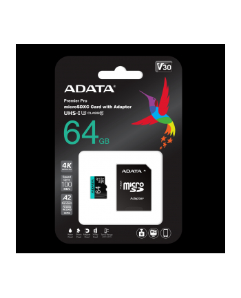 adata Karta pamięci microSD Premier Pro 64GB UHS1 U3 V30 A2 + adapter