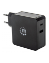 Manhattan Ładowarka Power Delivery USB-C 5V-20V do 45W USB-A 5V do 2.4A czarna - nr 14