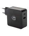 Manhattan Ładowarka Power Delivery USB-C 5V-20V do 60W USB-A 5V do 2.4A czarna - nr 30