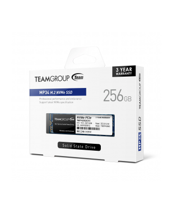 Team Group Dysk SSD MP34 256GB M.2 PCIe NVMe, 2700/850 MB/s, IOPS 190/160K