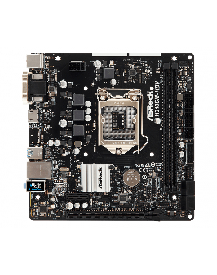 ASRock H310CM-HDV, LGA1151, DDR4 2666, 4 SATA3, DVI-D, D-Sub, HDMI główny