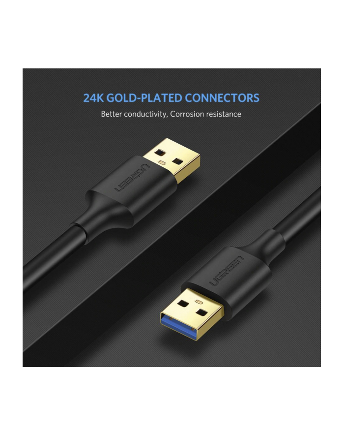 Kabel UGREEN 10370 (USB 30 typu A M - USB 30 M; 1m; kolor czarny) główny