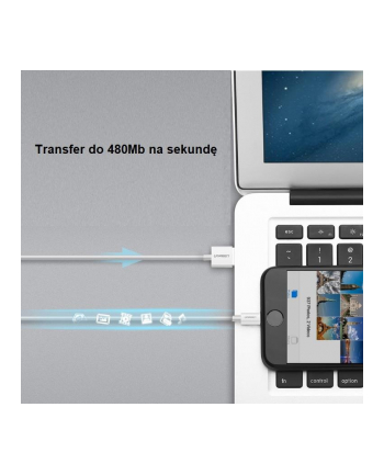 Kabel UGREEN 20730 (USB 20 M - Lightning M; 2m; kolor biały)