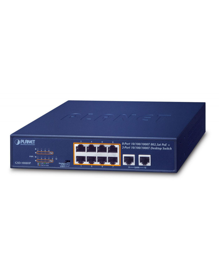 Switch PoE Planet GSD-1008HP (10x 10/100/1000Mbps) główny