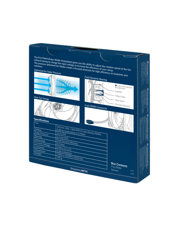 Wentylator do obudowy Arctic Cooling P12 PWM ACFAN00119A (120 mm; 1800 obr/min) główny