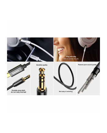 Kabel Baseus CAM01-01 (USB 20 typu C M - Jack 3 5 mm M; 1 2m; kolor czarny)