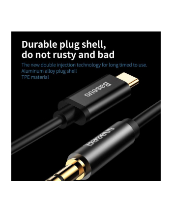 Kabel Baseus CAM01-01 (USB 20 typu C M - Jack 3 5 mm M; 1 2m; kolor czarny)