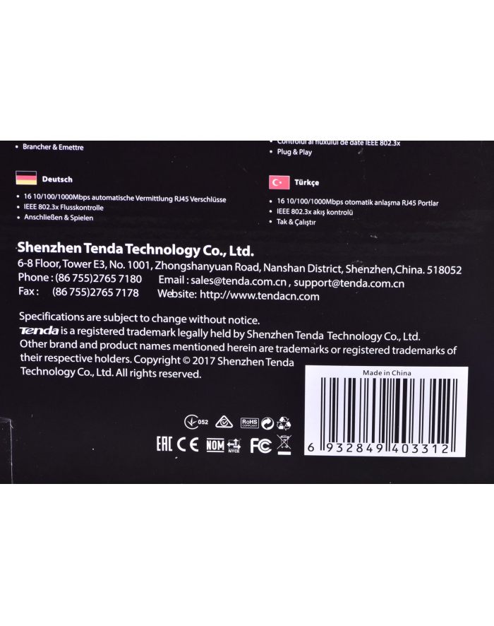 Switch Tenda TEG1016D (16x 10/100/1000Mbps) główny