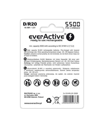 Zestaw akumulatorków everActive EVHRL20-5500 (5500mAh ; Ni-MH)