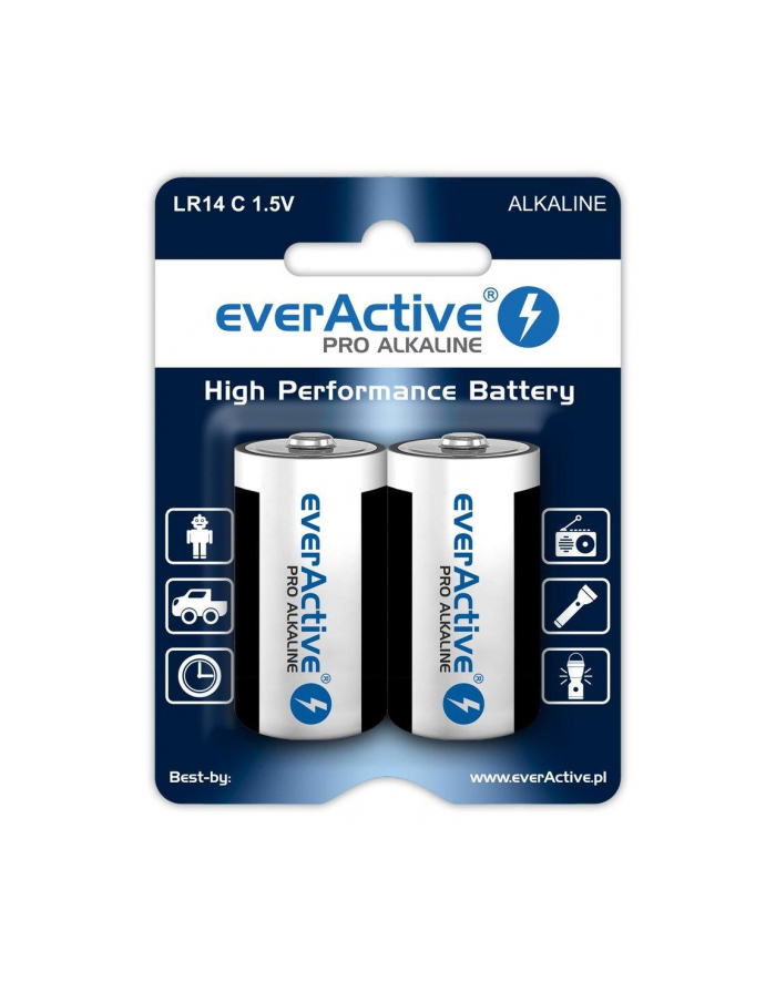 Zestaw baterii alkaliczne everActive EVLR14-PRO (x 2) główny