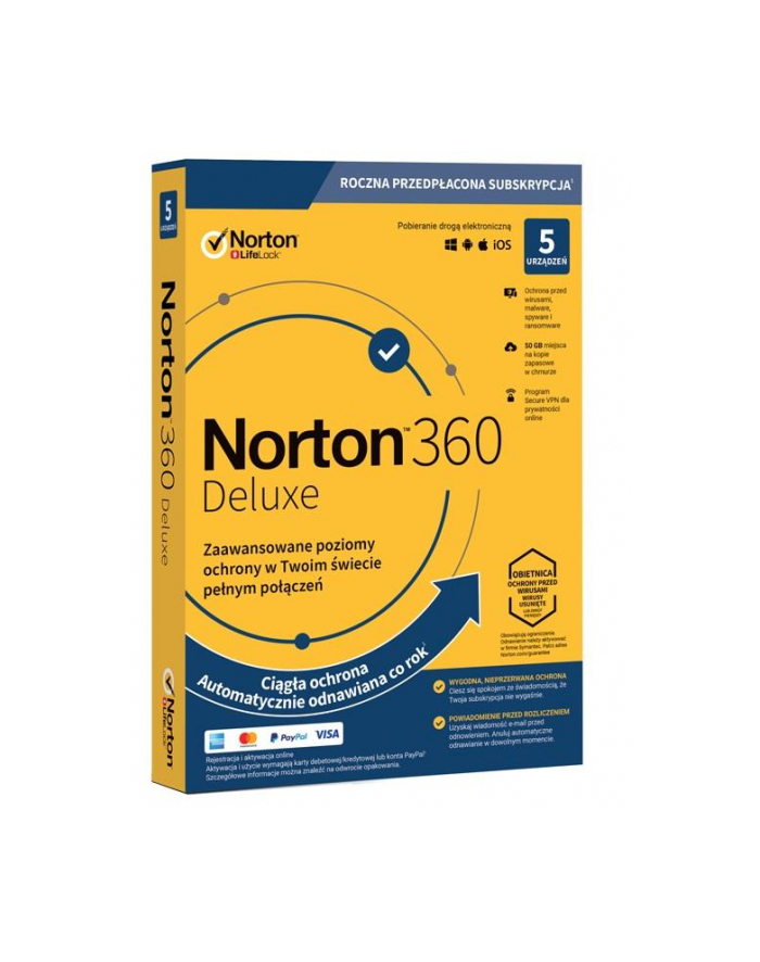 symantec *ESD Norton 360 DELUXE 50GB PL 1 Użytkownik 5 Urządeń 1 Rok 21394530 główny