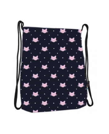 majewski Plecak na sznurkach ST.RIGHT SO-11 Meow czarny w różowe kotki