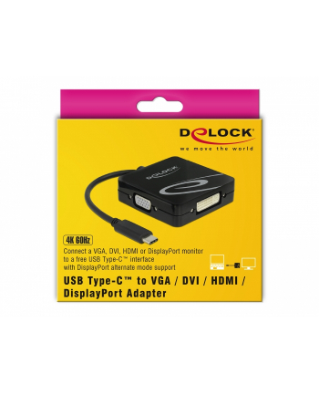 Delock Adapter USB-C > VGA / HDMI / DVI albo DP, czarny