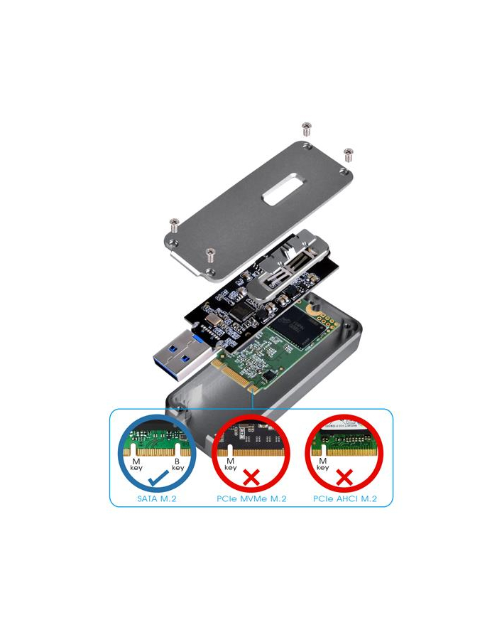 Silverstone SST-MS09C-MINI M.2 SATA external SSD Enclosure,USB 3.1 Gen2,charcoal główny