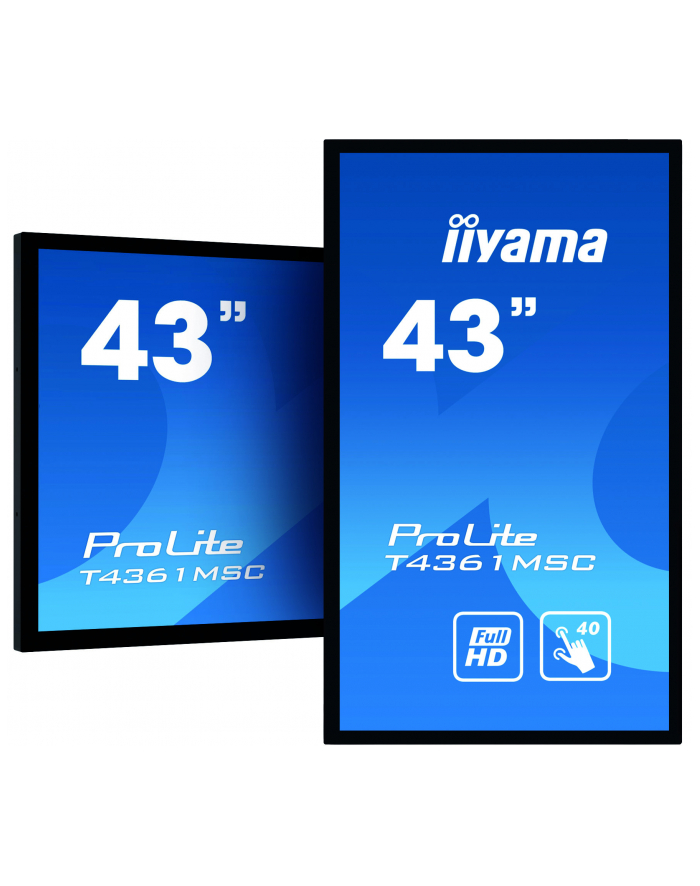 Monitor Iiyama T4361MSC-B1 43'', panel VA multitouch FullHD, DVI/HDMI/DP, spk główny