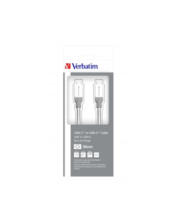 Kabel Verbatim USB-C(M) - USB-C(M) 3.1 Gen 2 0.3m srebrny