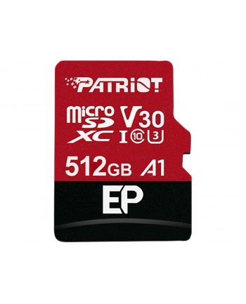Karta pamięci z adapterem Patriot Memory EP Pro PEF512GEP31MCX (512GB; Class 10 Class A1 Class U3 V30; Adapter Karta pamięci)