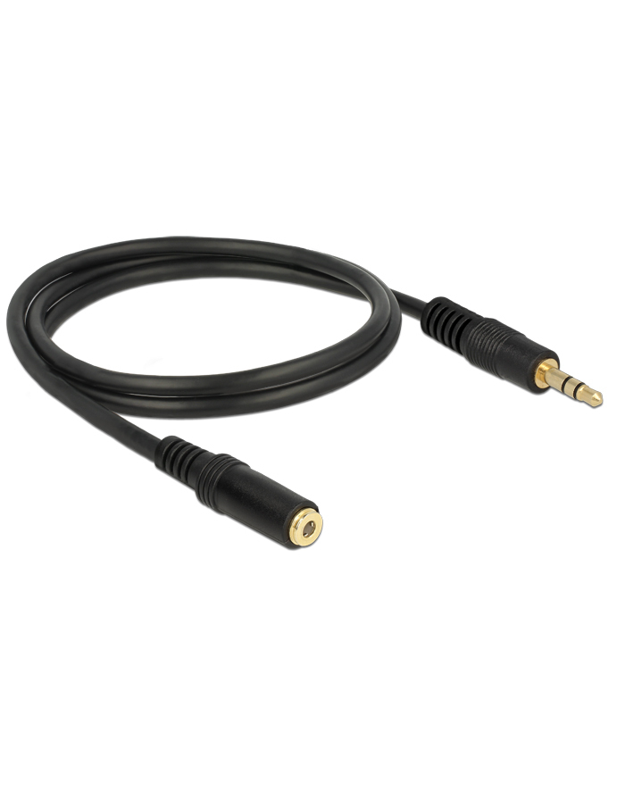 Kabel audio Delock minijack - minijack M/F 3 Pin 1m czarny główny
