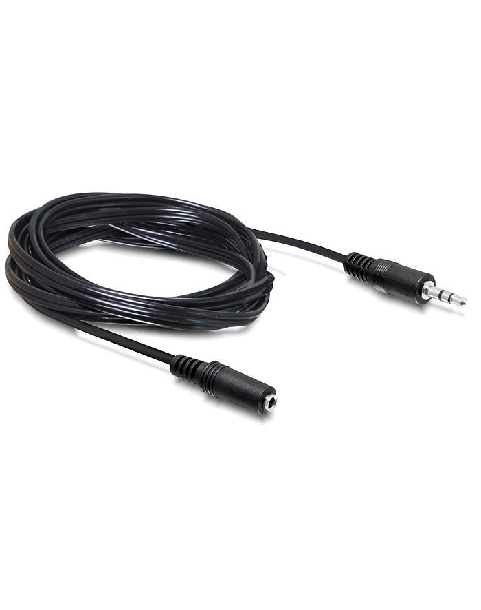 Kabel audio Delock minijack - minijack M/F 3 Pin 5m czarny główny