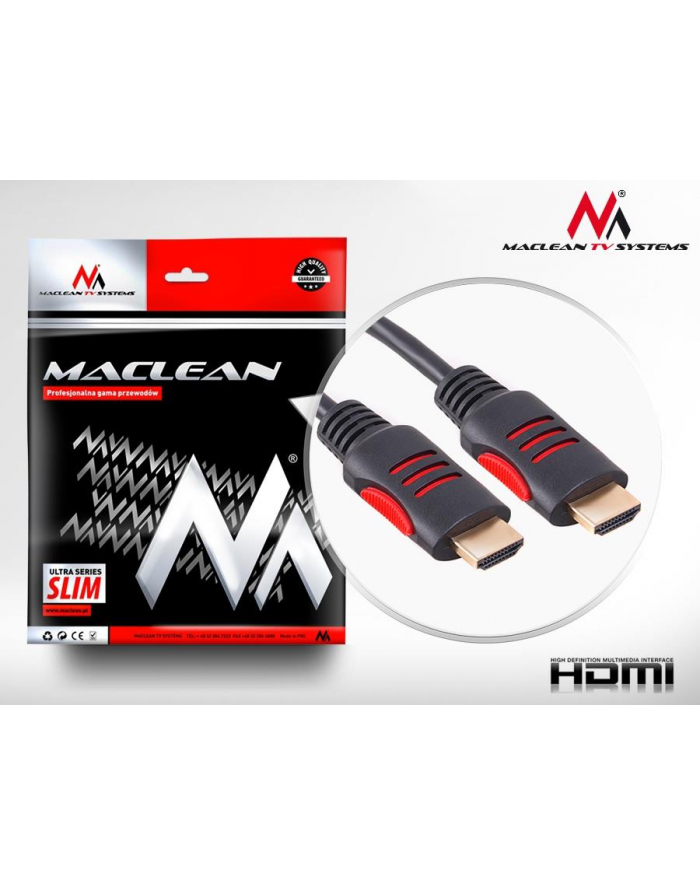 Kabel HDMI Maclean MCTV-813 HDMI 1.4 (M) - HDMI 1.4 (M) 30AWG z filtrami ferrytowymi czarny 3m główny