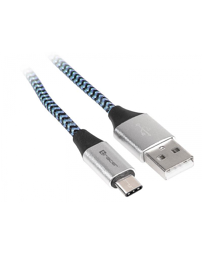 Kabel Tracer USB 2.0 Type-C A Male - C Male 1m czarno-niebieski główny