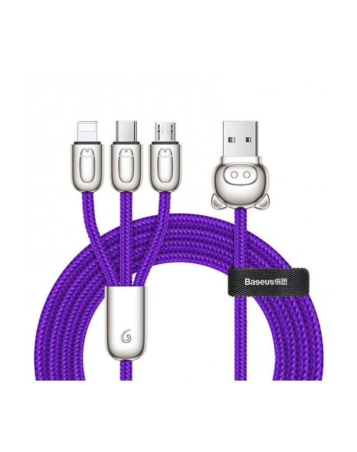 Kabel Baseus Rapid CAMLT-PG03 (USB - Lightning  Micro USB  USB typu C ; 1 2m; kolor fioletowy) główny