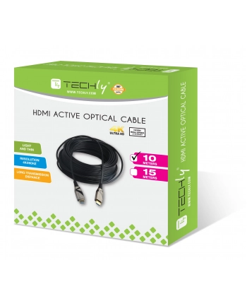 Kabel optyczny HDMI Techly HDMI-HDMI 2.0 M/M Ethernet 3D 4K, 10m, czarny