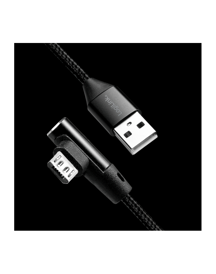 Kabel USB 2.0 LogiLink CU0141 USB A - micro USB B, M/M, kątowy, czarny 0,3m główny