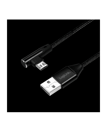 Kabel USB 2.0 LogiLink CU0142 USB A - micro USB B, M/M, kątowy, czarny 1m
