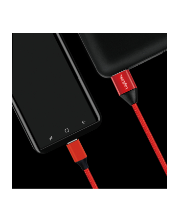 Kabel USB 2.0 LogiLink CU0147 USB A - USB-C, M/M, czerwony, 0,3m