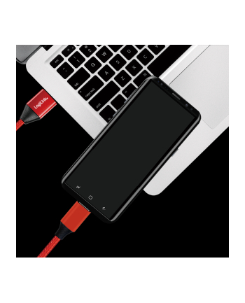 Kabel USB 2.0 LogiLink CU0147 USB A - USB-C, M/M, czerwony, 0,3m