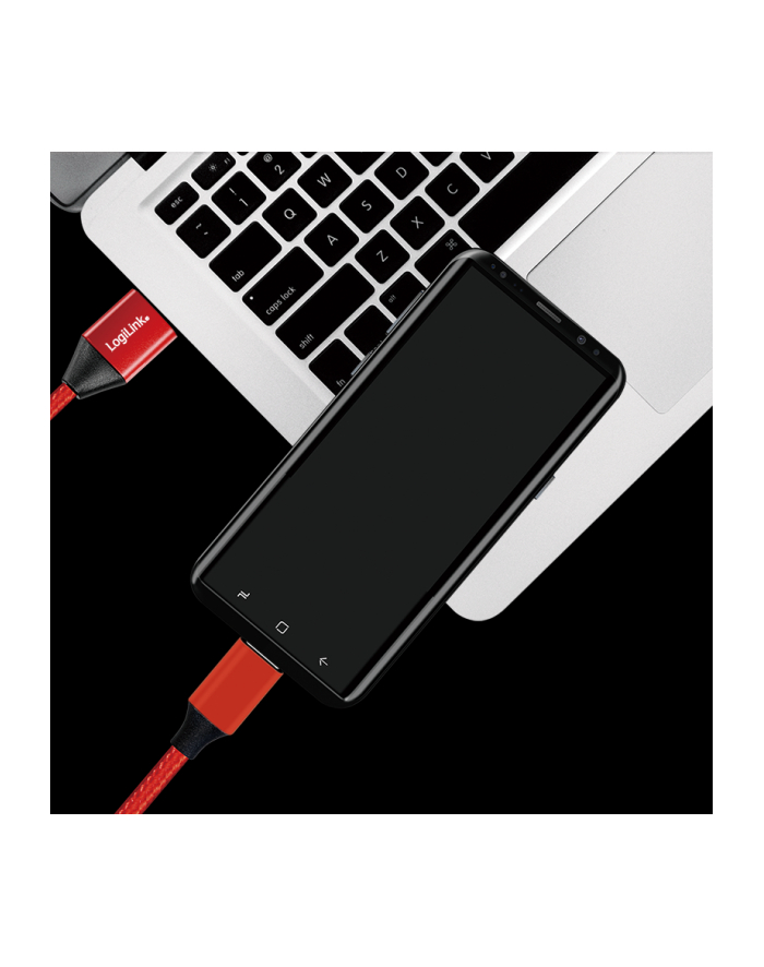 Kabel USB 2.0 LogiLink CU0147 USB A - USB-C, M/M, czerwony, 0,3m główny