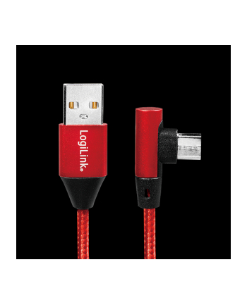 Kabel USB 2.0 LogiLink CU0150 USB A - micro USB B, M/M, kątowy, czerwony 1m